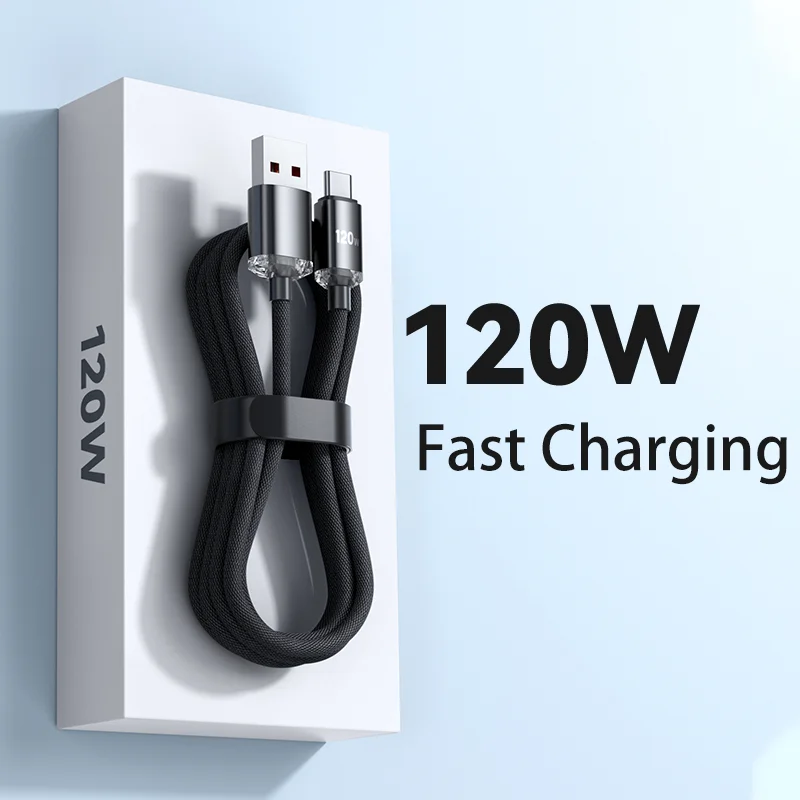 Câble USB de type C à charge rapide, chargeur de téléphone portable SnapFast, iPhone 15 Pro Max, Huawei Honor, 120W