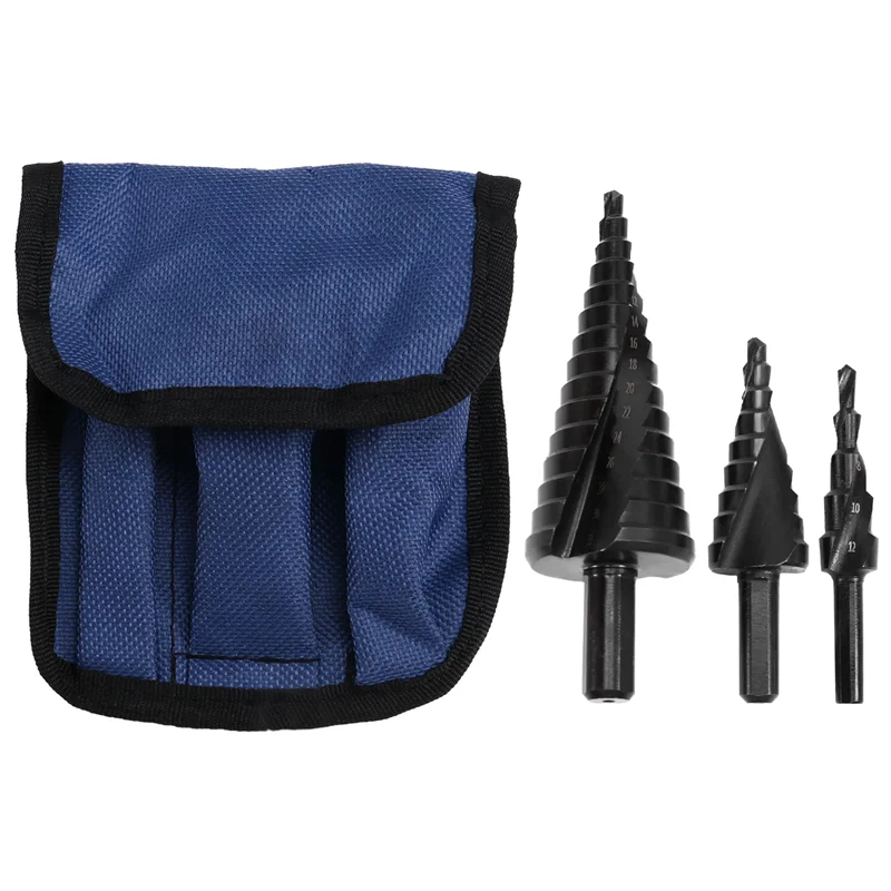 

ABBY-3PCS Step Drill Bit For Metal 4-12Mm 4-20Mm 4-32Mm Spiral Flute Unibit Step Drill Bit Coated Universal Bit