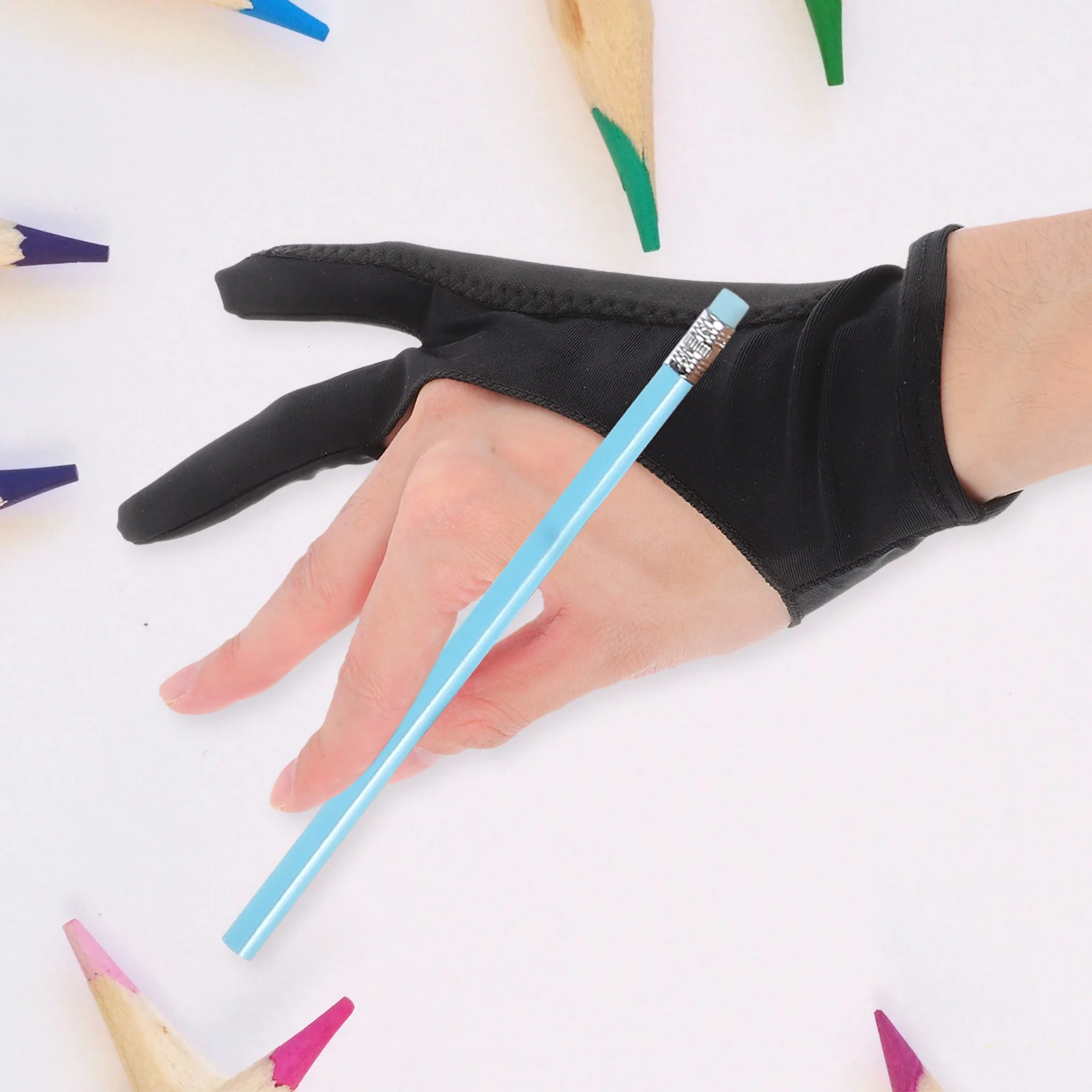 

Drawing Artists Precision Sketching Anti-Smudge Nylon Gloves For Digital Tablet Paper Painting Two Finger Design