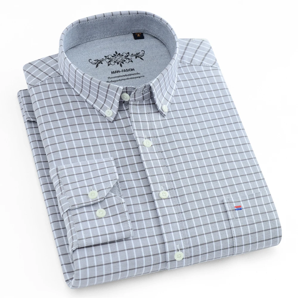 

Classic Embroidered Striped Cotton Blend Long Sleeve Shirt for Men - Regular Fit, - Machine Washable, Spring/Fall Weekend Casual