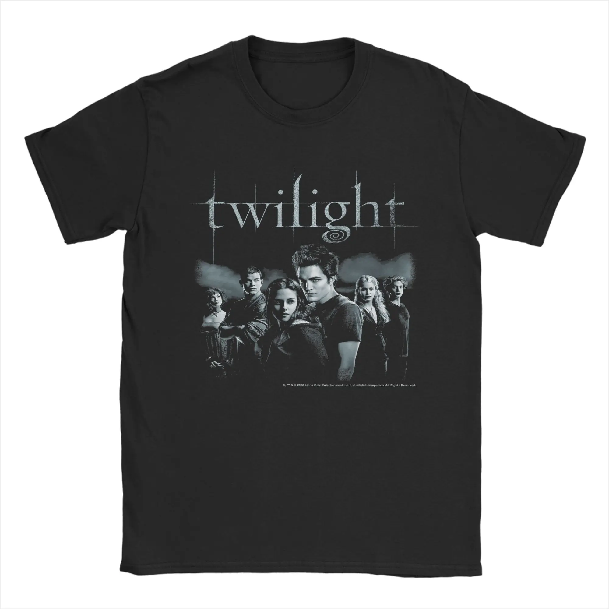 Twilight Black and White Moody Cast Photo Vampire Movie T-Shirt Summer T Shirts Cotton Crew Neck Tees Short Sleeves Y2K Fun Tops