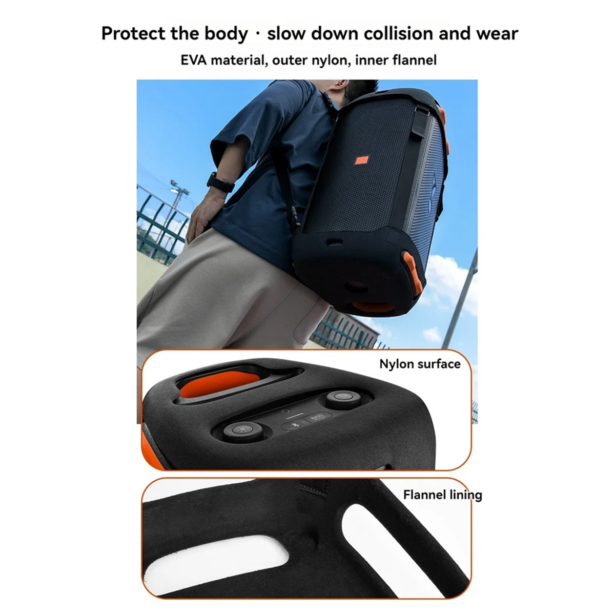 حقيبة حمل للسفر AT42 لمكبر الصوت PartyBox 110 EVA غطاء بديل واقٍ مع حزام كتف مزدوج