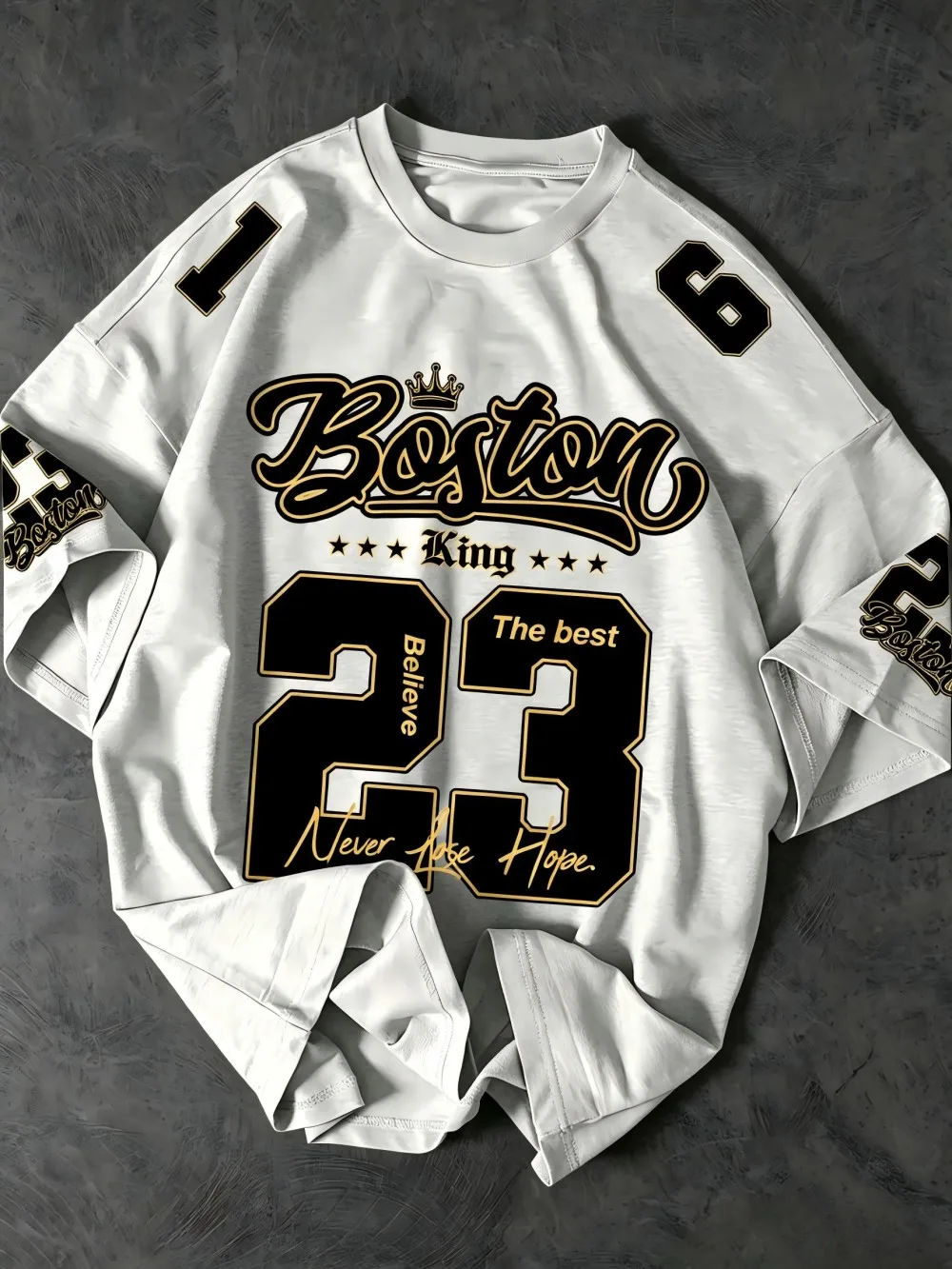 Fashionable American Men's Summer Training Boston Letter Printed Soft Breathable Round Neck T-shirt Outdoor Urban Sports Top