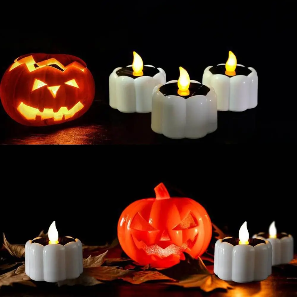 

6pcs Waterproof Solar Tea Lights Simulation Flameless Romantic Terrace Lamp Warm Light Flickering Landscape Candle Lights Outdoo
