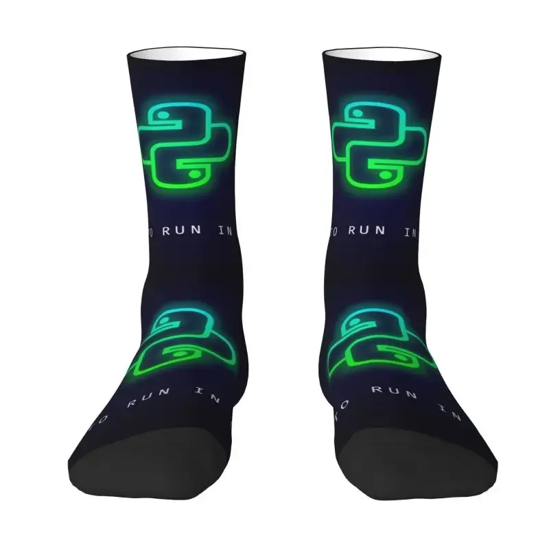 Born To Run In Python Men Women Crew Socks Unisex Fun 3D Printed Programmer Computer Developer Coder Dress Socks