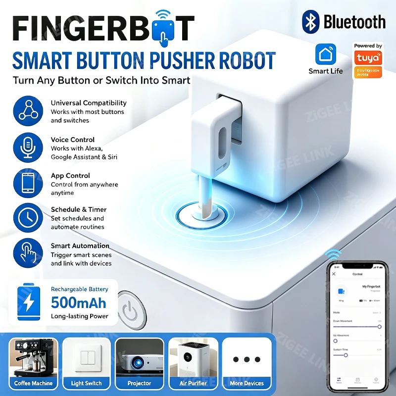 Battery Automatic Fingerbot Button Pusher BluetoothTiming Robot Finger For Wall Switches Water Boiler Household Device Buttons