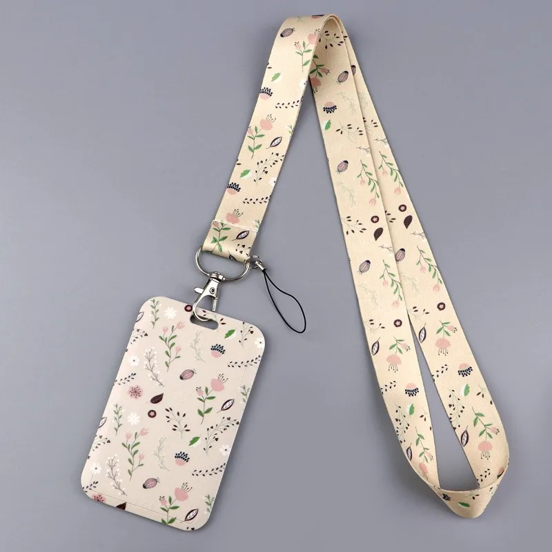 Flowers, Dragonflies, Butterflies, Mobile Phone Lanyard, Bus Card Cover, Student Work Hard Case Protective Card Cover
