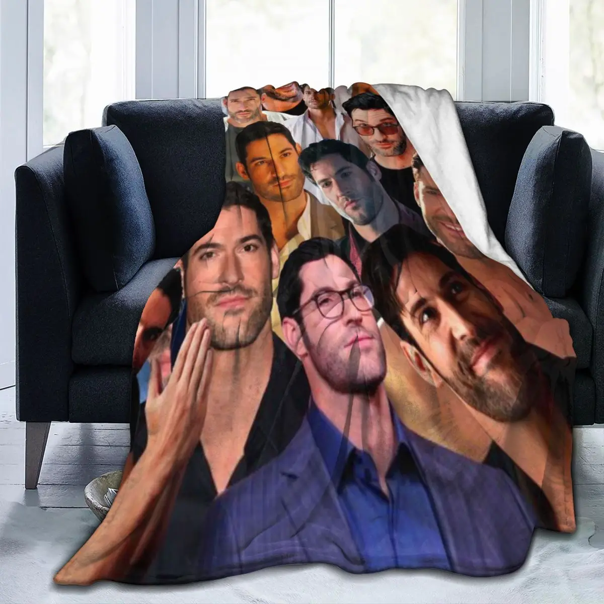 

Throw Blanket Tom Ellis Photo Collage Micro Fleece Blanket Four Sizes Trendy Comfortable For Living Room Nice Gift