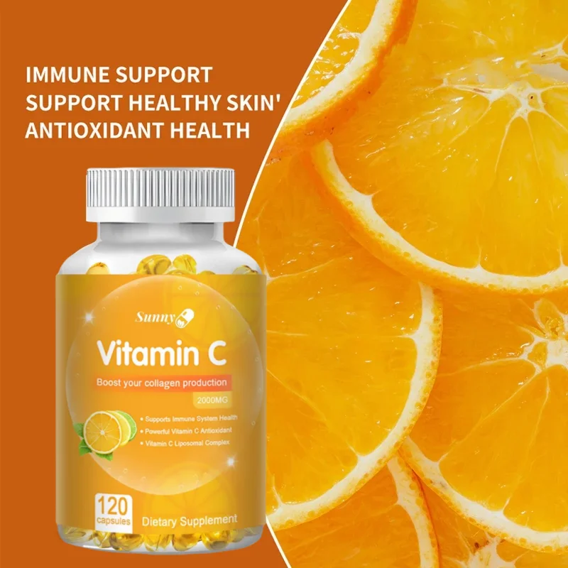 Vitamin C Capsules 2000 mg Nutritional Supplement - Antioxidants promote skin, hair, nails and immune health