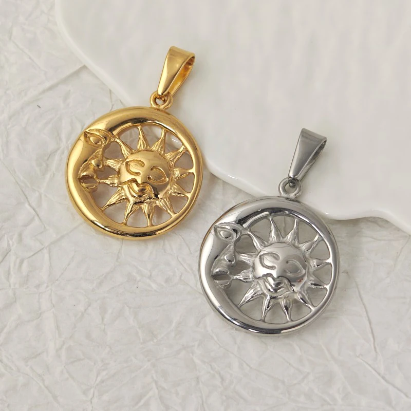

18K Gold Stainless Steel Sun Moon Pendant Necklace for Jewelry Gifts
