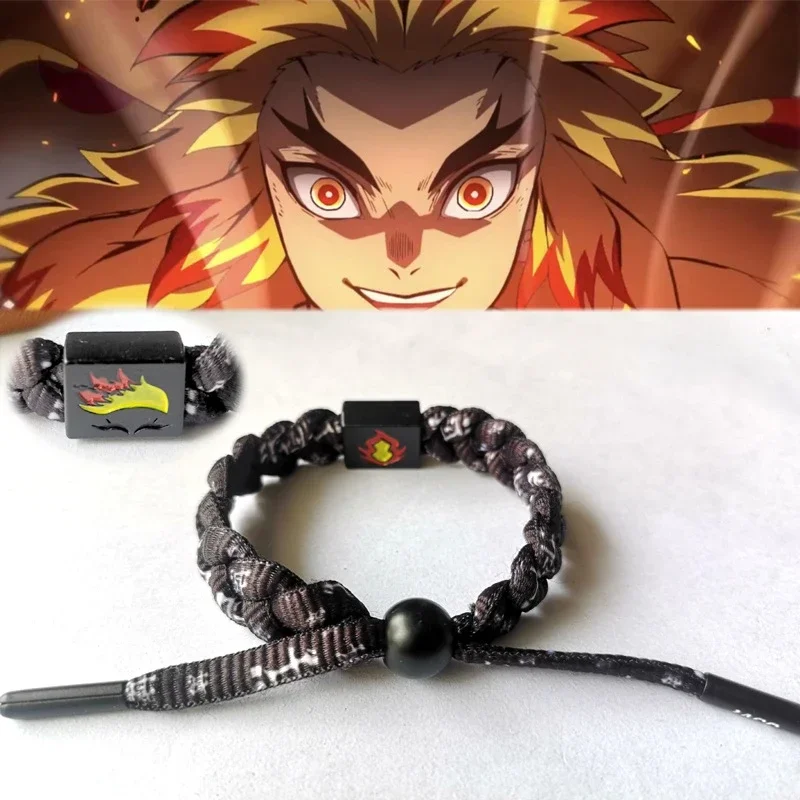 Demon Slayer Anime Braided Bracelet Cosplay Prop Kamado Tanjirou Nezuko Figure Couple Bracelets Jewels Gifts Accessories