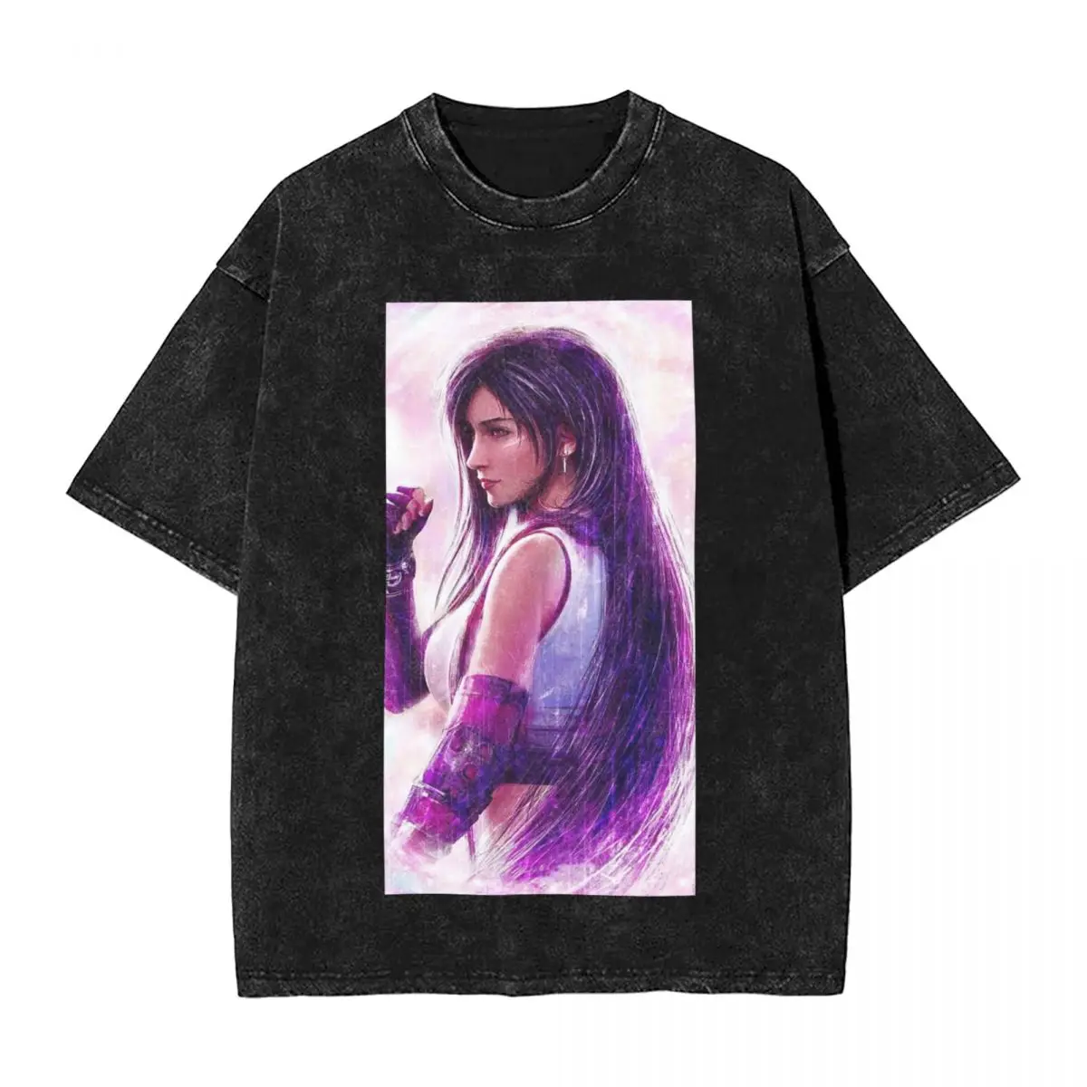 Streetwear T-Shirts Tifa Lockhart-Final Fantasy 7 Ff7Remake Ffvii Final Washed T Shirt Short Sleeve Hip Hop T-Shirt Tops Tees view 4