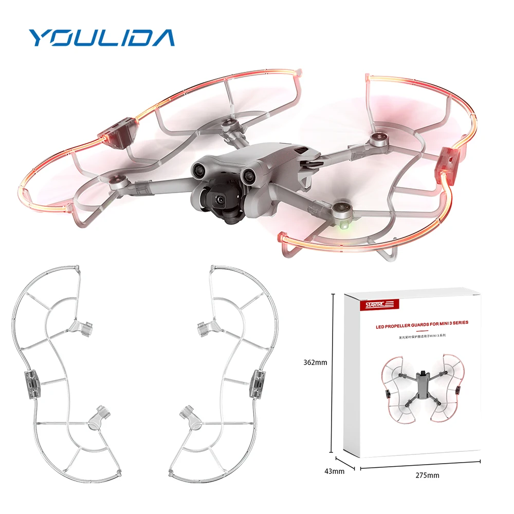 Mini 3 Propeller Guard with LED Flash Light Propeller Bumper Anti-collision Ring Protective Cover For DJI Mini 3 Pro Accessories
