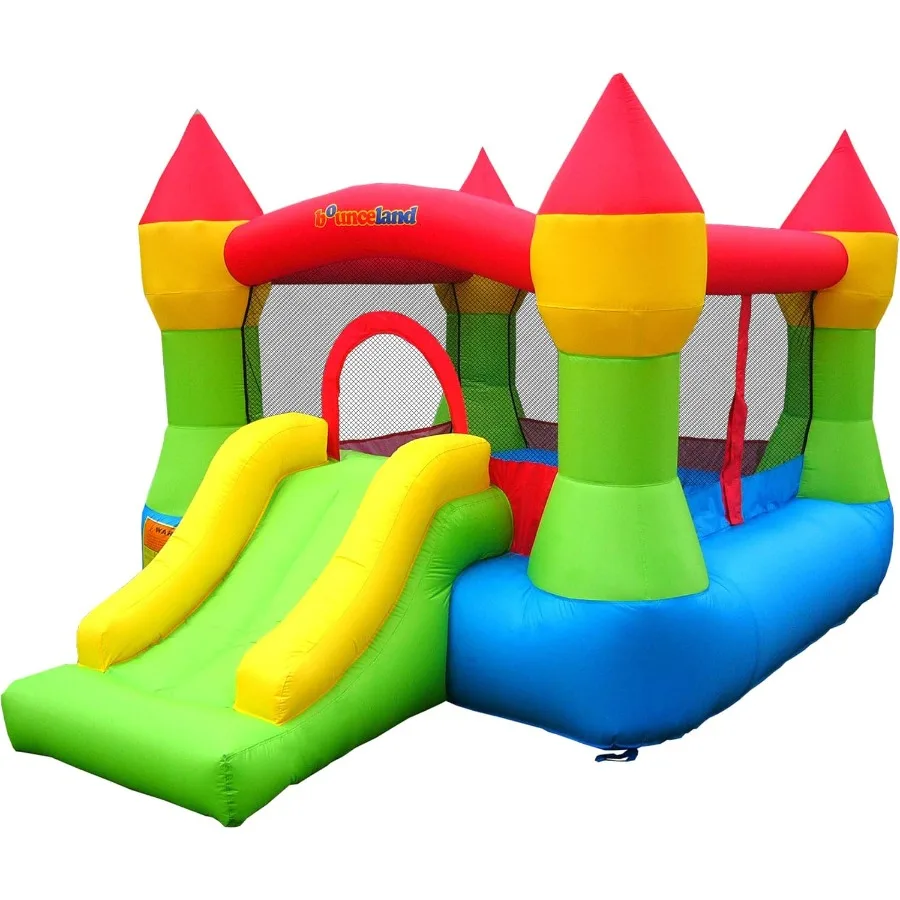 

Bounce House Castle with Basketball Hoop Inflatable Bouncer [Blower NOT Included] Fun Slide Safe Entrance Opening 12 ft x 9 ft