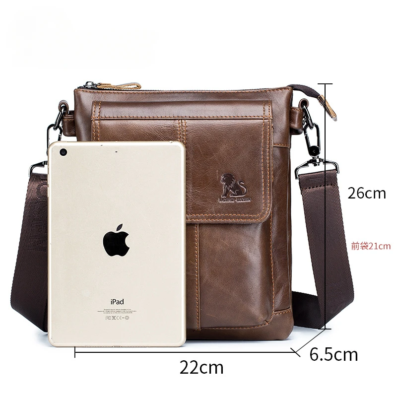 Heren Schoudertas Retro Zachte Cowhide Lederen Mobiele Telefoon Zak Vierkante Casual Business Crossbody Tas