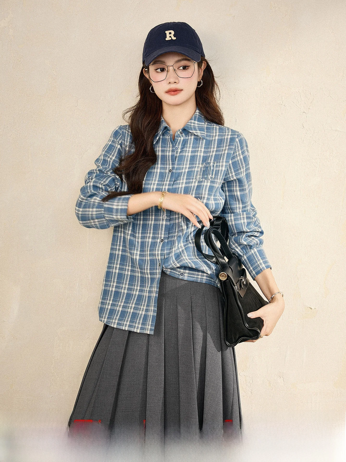 

Женская повседневная свободная блузка Busin Commute Plaid из смесового полиэстера и хлопка, не мнется, простая в уходе