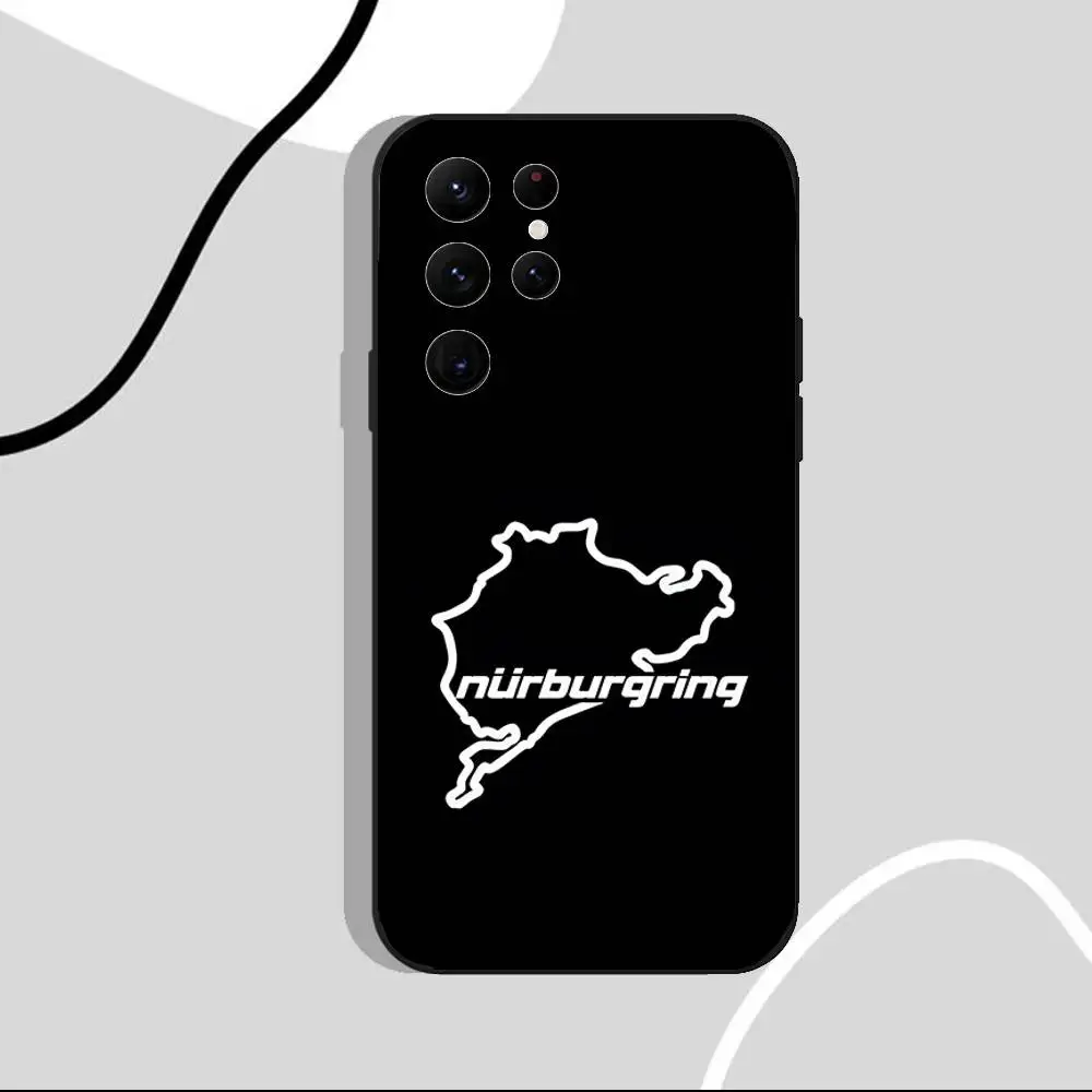Nurburgring capa de telefone para carro esportivo, para samsung s25, s24 ultra, s20, s30 plus, s22 plus, s23, ultra 5g silicone preto