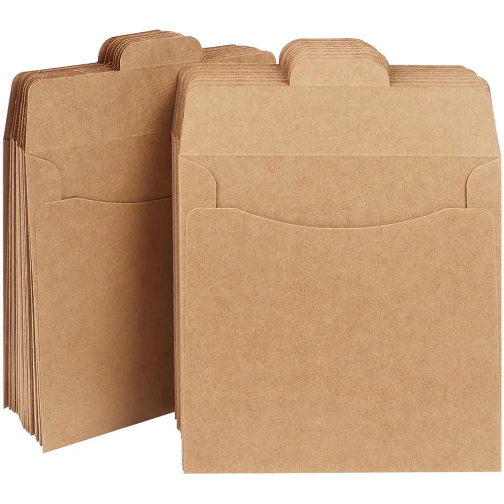 50 Pcs Packaging Bags Kraft Paper Packing CD Holder Multifunction Multi-function Brown