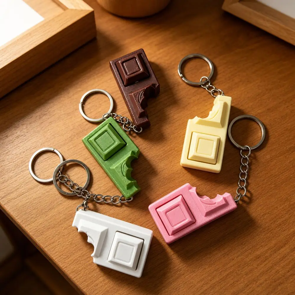 DIY 3D Printed Chocolate Keychain Handmade Personalized Sweet Keychain Cute Key Chain Gift Chocolate Lovers