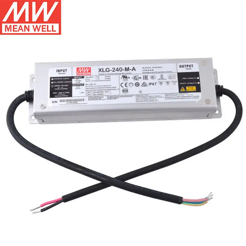 

TaiWan MEANWELL XLG-240-M-A Constant Power Mode LED lighting Driver Buit-in active PFC AC-DC water proof IP67 700~2100mA