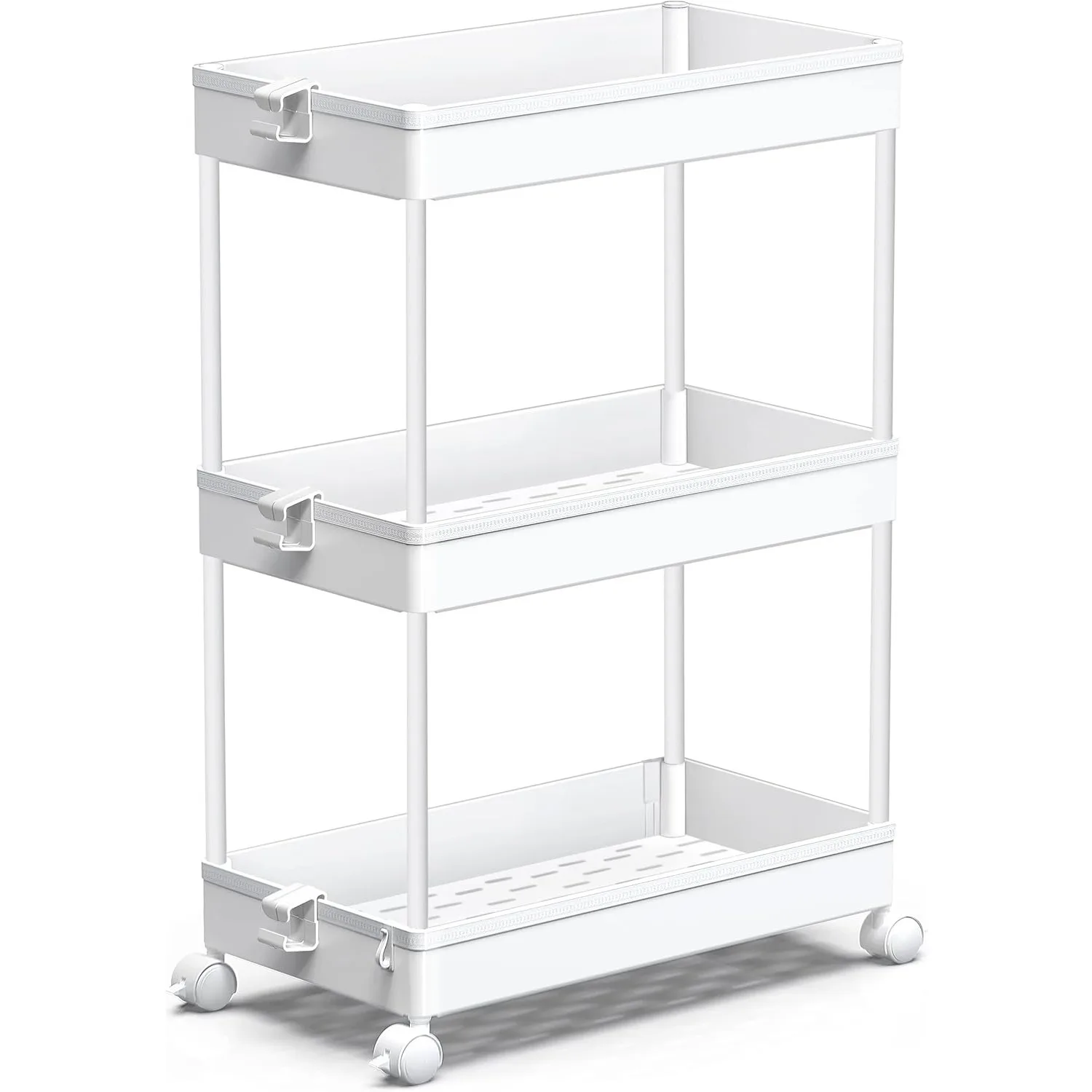 

Rolling Storage Cart 3 Tier, Bathroom Cart Organizer Laundry Room Organizer Utility Cart Mobile Shelving Unit Multi-Functional