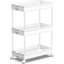 Rolling Storage Cart 3 Tier, Bathroom Cart Organizer Laundry Room Organizer Utility Cart Mobile Shelving Unit Multi-Functional