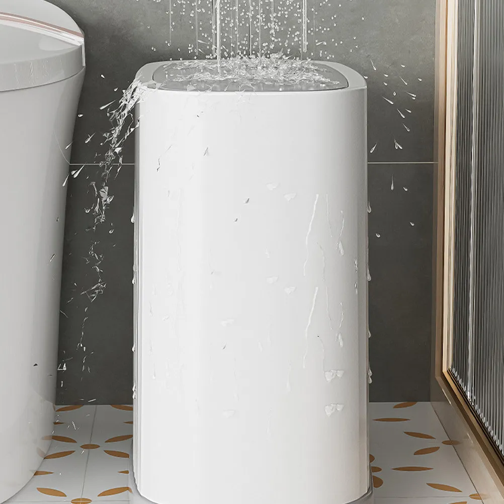 

Plastic Trash Can Press Lid Slim Wastebasket Garbage Container Bin Bathroom Kitchen Bedroom Garbage Bin Covered Trash Can