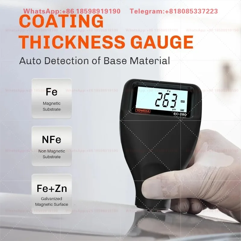 EC-280 Paint Thickness Gauge Digital Car Paint Tester Coating Depth Meter 0-2500 m 1% Accuracy Fe/NFe/Zn Auto Detect