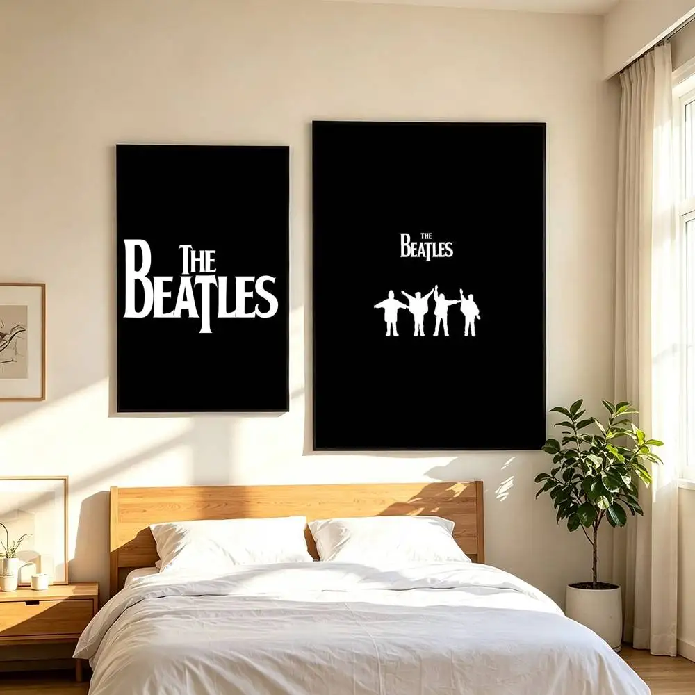 T-The Beatles Rock Band  Poster Waterproof Wall Art Sticker For Bar Living Room Vintage Decor High Quality Print Gift