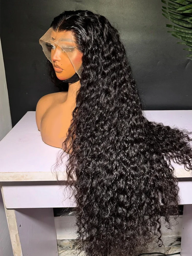 250 Density 40 44 Inch Water Wave Curly 13x6 Hd Lace Front Wigs Black Pre Plucked Deep Wave Human Hair 13x4 Lace Front Wig