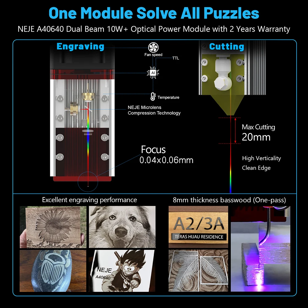 NEJE-CNC Máquina De Gravação, Módulo Laser, Kit De Assistência A Ar, Gravador, Corte, Ferramentas Cortadas, 40W-120W, E80, A40640, A40630