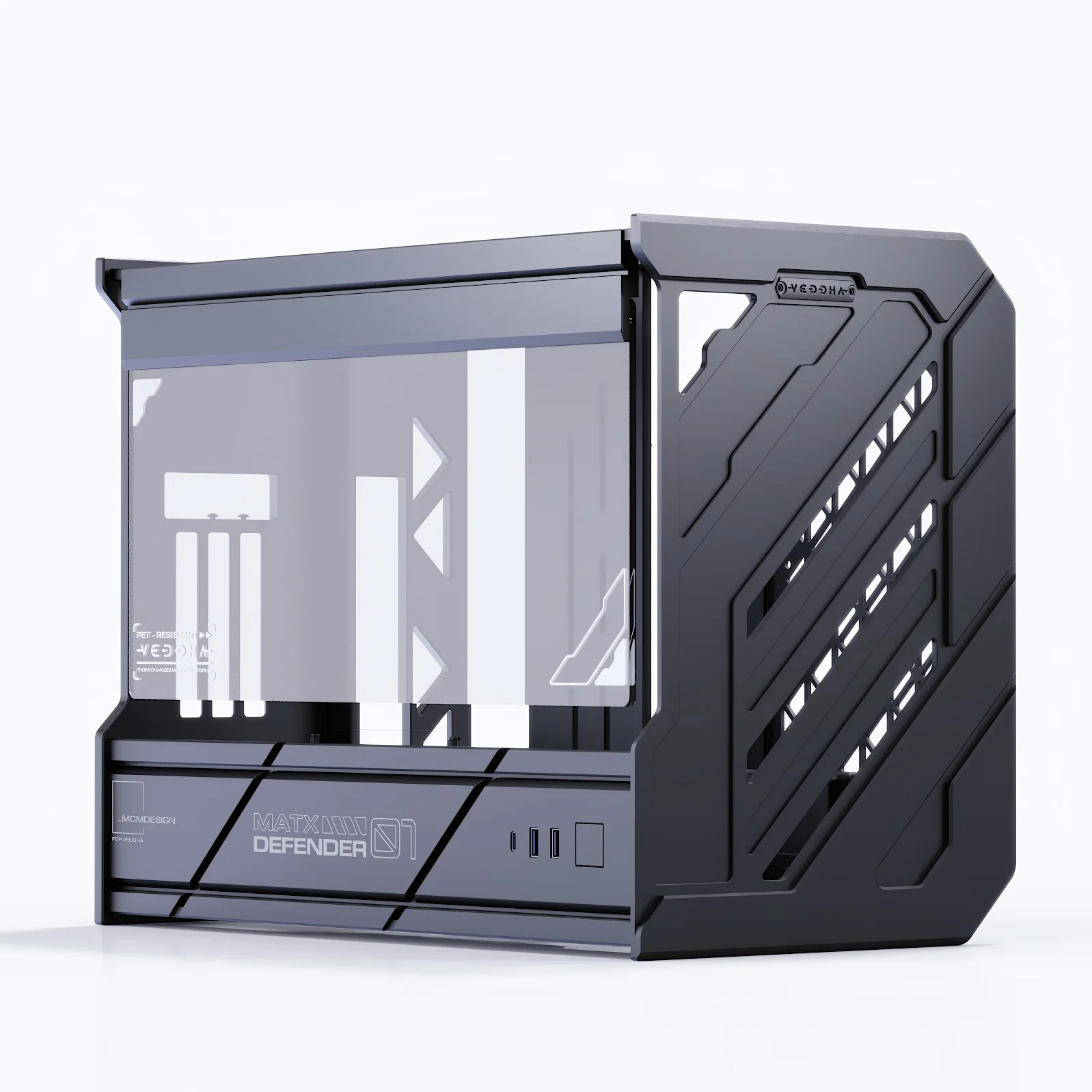 Open-frame Full Aluminum CNC Chassis Modular Water Cooling MATX Gaming Chassis Full Tower, DEFENDER MATX 01
