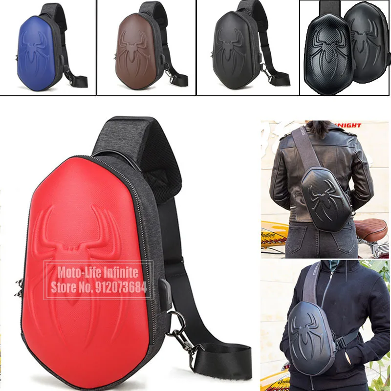 

Cover Pack Fancy Rucksack Embossed Spider New Motorcycle Backpack Messenger Sling Shoulder Bag Chest Waterproof Crossbody Bag