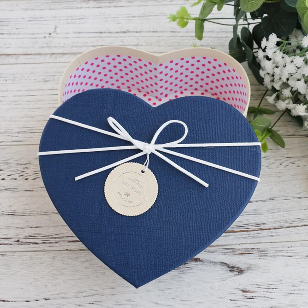 

Gift Box Packaging Medium Size White Blue Heart Shape Jewelry Boxes Wedding Party Supplies Elegant Design Premium Quality