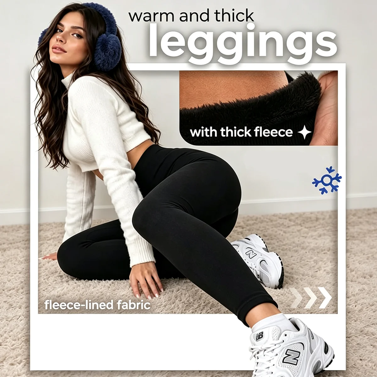 Cozy Fleece-Lined Women's Tights High Waist Stretchy Warm Leggings for Winter Thick Warm Thermal Underwear Tights Pants
