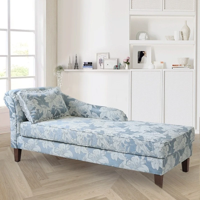 

American pastoral chaise longue, sofa living room balcony chaise longue fabric bedroom sofa bed chaise longue