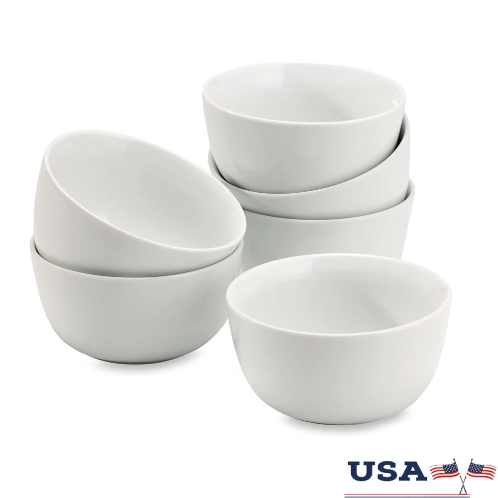 

Белые фарфоровые салатники, набор из 6 предметов, можно мыть в посудомоечной машине в микроволновой печи, прочный, элегантный дизайн, емкость 26 унций, идеальное обслуживание