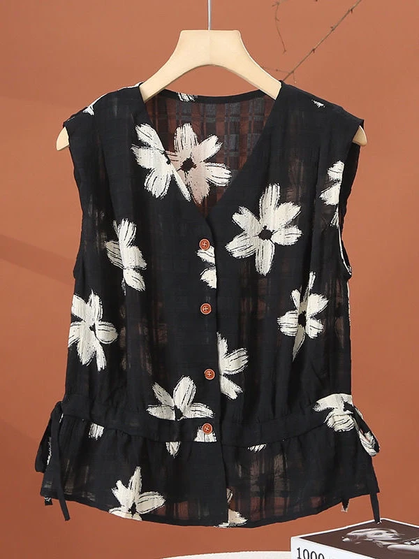 

Floral Print Svel Chiffon irt Women's Summer Faion ort Sle Top Waist Cinched Trendy Small irt Breathable Poly...