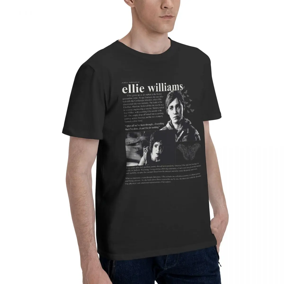 Ellie Williams T-Shirt for Men The Last of Us Awesome Pure Cotton Tee Shirt Crewneck Short Sleeve T Shirt Original Clothing