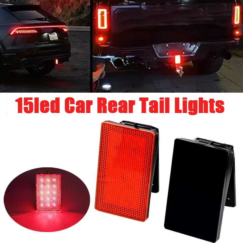 15led Car Rear Tail Lights For F1 Style Led Brake Pilot Light 12V Auto Flash Reverse Stop Safety Signal Lamps For Car SUV Moto