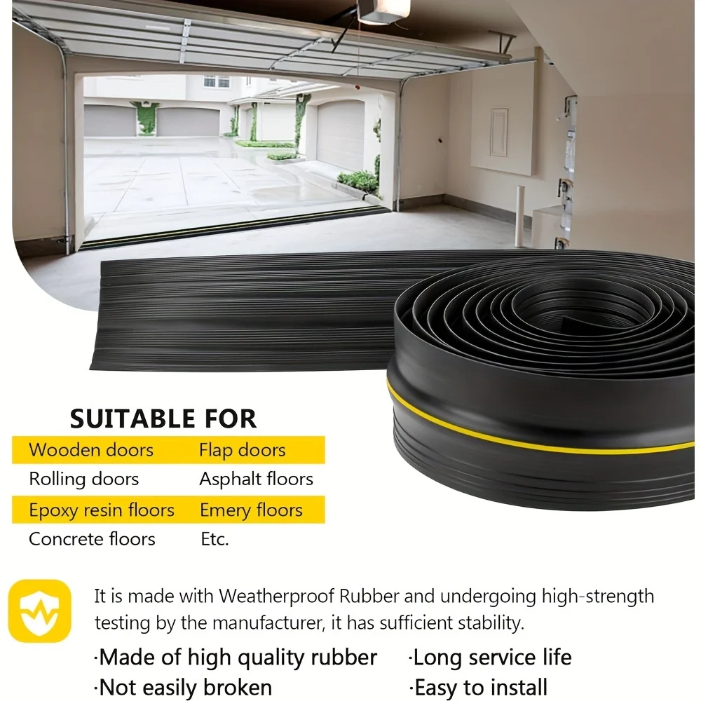 1pc 1m Universal Garage Door Threshold Seal Strip - Garage Door Bottom Weatherproof DIY Weather Stripping (Non self-adhesive)