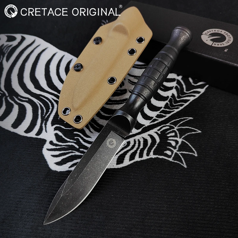 CRETACE BOBER Series 7cr18mov Full Steel Integrated Fixed Blade Military Knives with Sheath Outdoor Survival Defense Knives