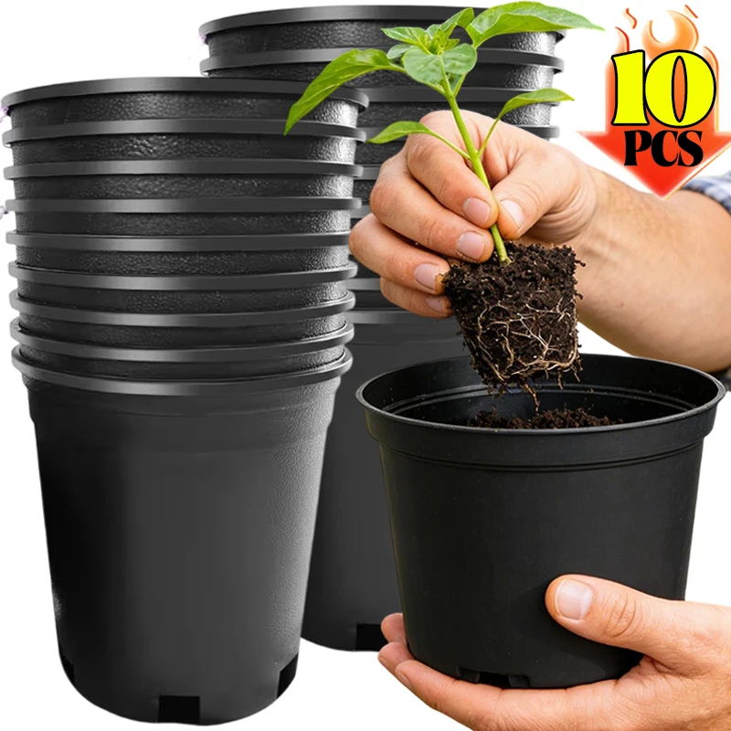 10Pcs Flexible Plant Nursery Pots Seeding Nursery Pot Black Plastic Flower Plant Container Seedling Cuttings Transplant Grow Box
