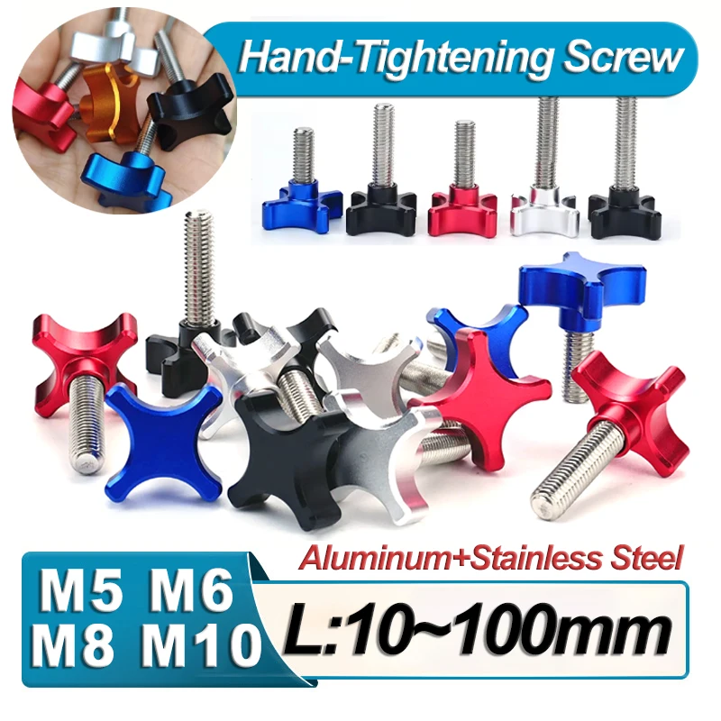 M5 M6 M8 M10*10mm to 100mm Stainless Steel Thread Aluminum Star Plum Bakelite Hand Tighten Thumb Screw Knob Tightening Screw