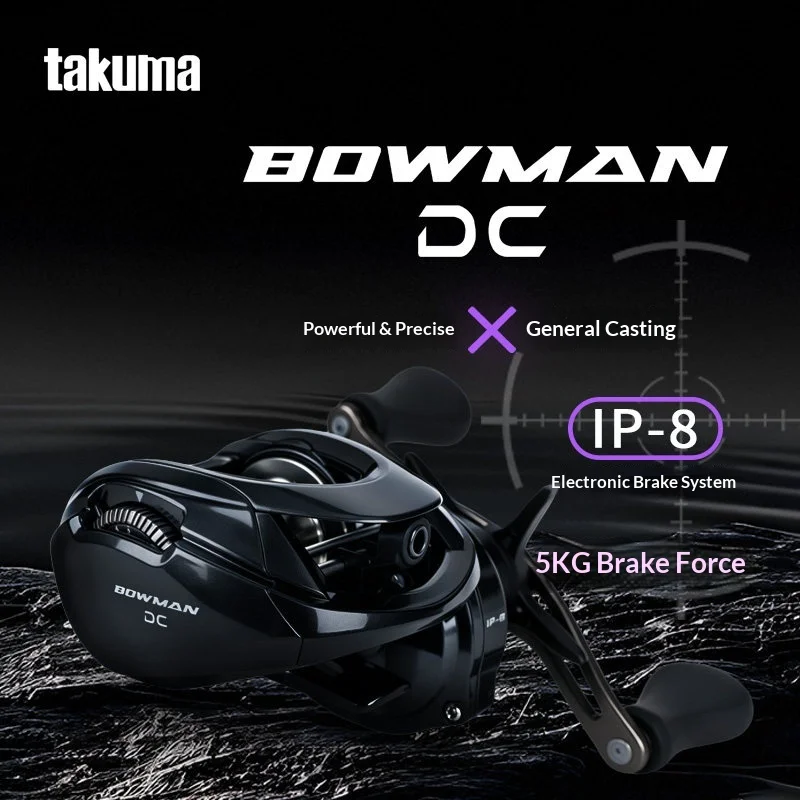 mulinello-da-pesca-takuma-bowman-dc-con-sistema-di-freno-elettronico-ip-8-potenza-di-trascinamento-5kg-per-lanci-lunghi-universale-per-micro-esche