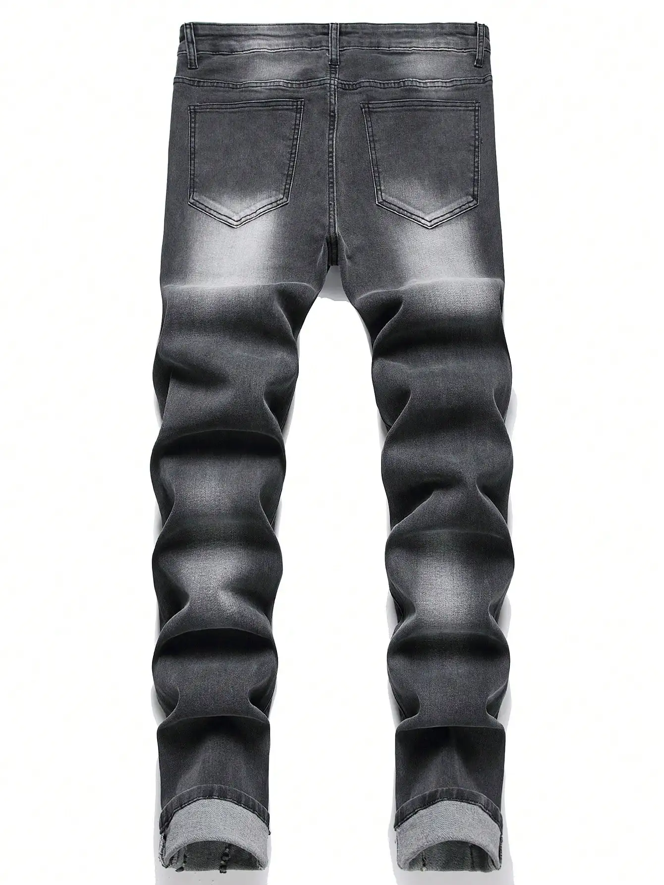 Men High Stretch Ripped Denim Jeans Washed Skinny Distressed  Denim Pants Slim Fit Frayed Hole Male Hip Hop Streetwear Trousers
