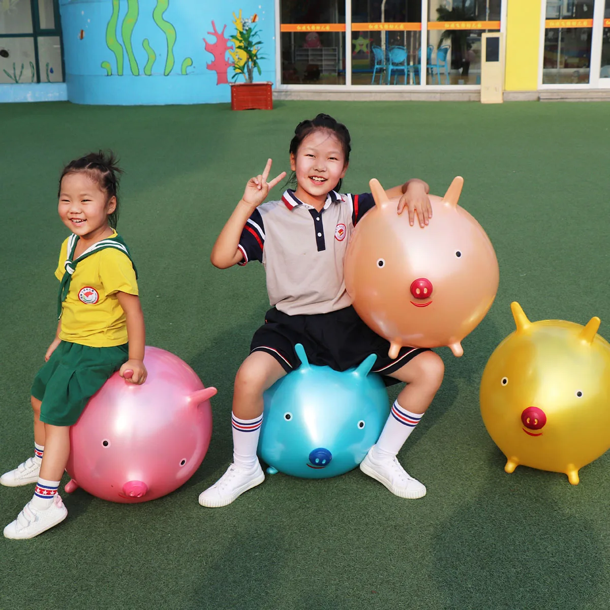 

Funny Kids Bouncy Ball Cartoon Toys Thicken PVC Material Blue Color Long Term Use Bouncing Ball Outdoor Toys