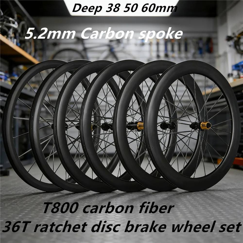 1150g RUJIX 700c 38/50mm Gravel Wheel Ultralight Carbon Spoke Wheels Disc Brake 36T Ratchet Normal/Ceramic Road Bicycle Wheelset