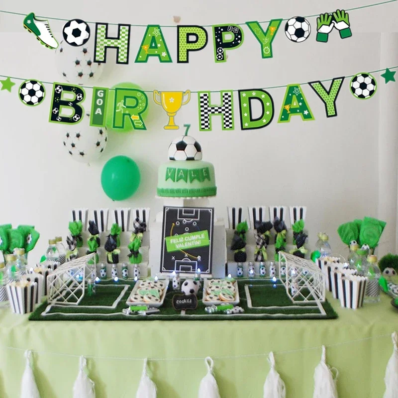 1Pc Soccer Happy Birthday Banner Garlands Kids Boy Girl Birthday Party Decoration School Football Sport Theme Decor Pull Flag