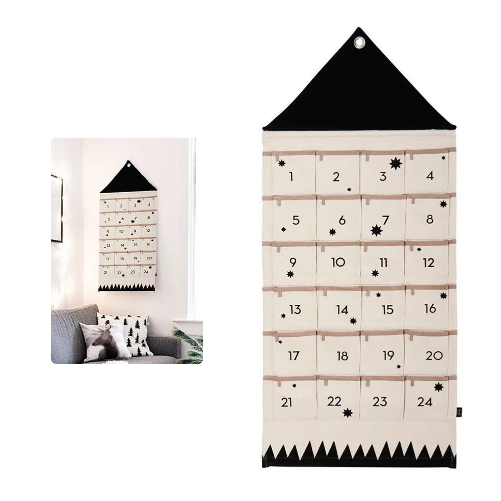 ديكور معلق على الحائط مع 24 جيوب عيد الميلاد 2025 عيد الميلاد تقويم القدوم قابلة لإعادة الاستخدام العد التنازلي التقويم المنزل عيد الميلاد لتقوم بها بنفسك الديكور